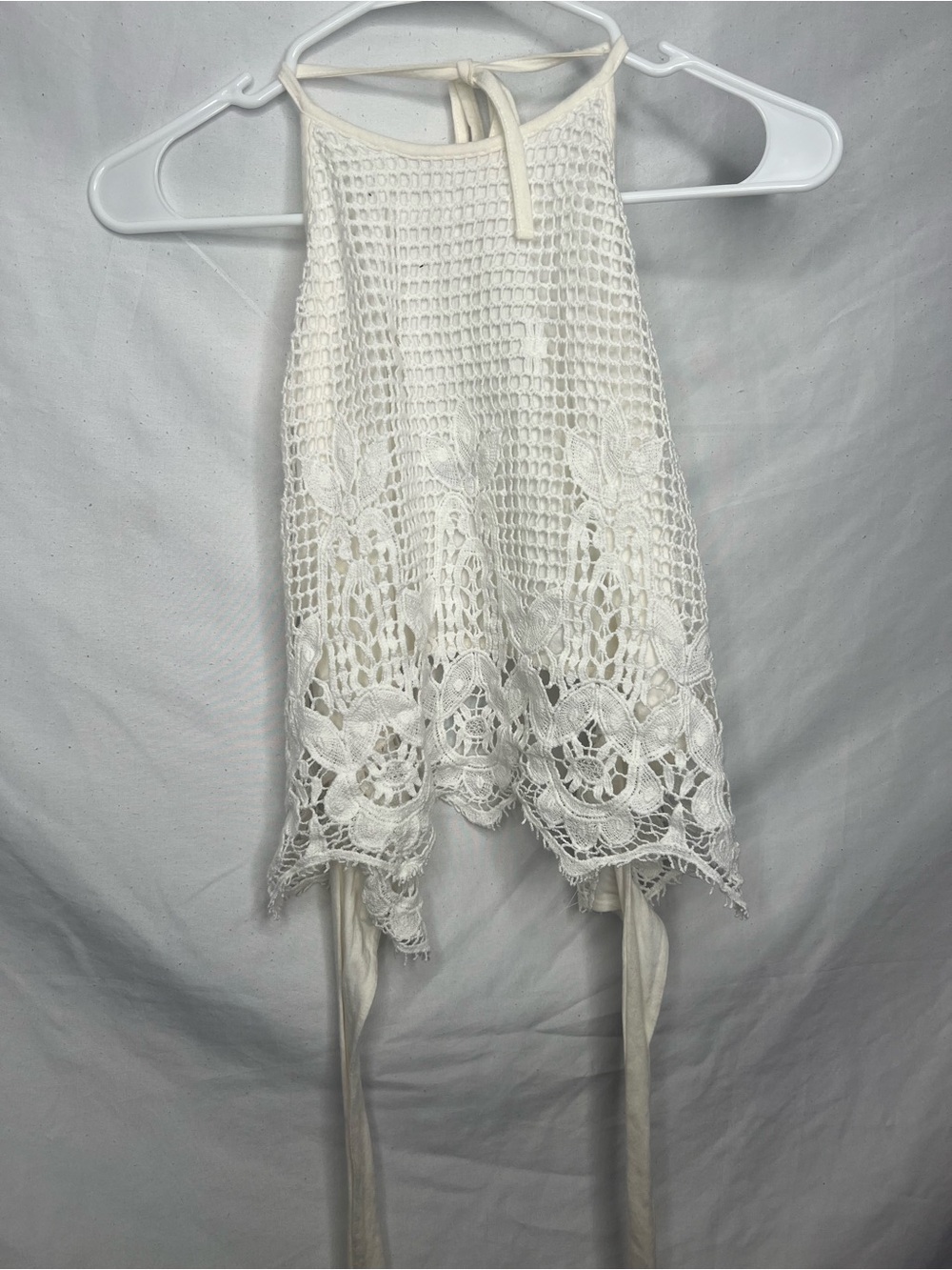 Express White Crochet Halter Tank Top